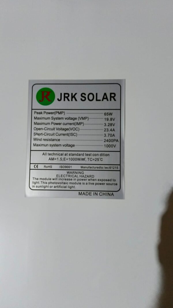 Mono Crystalline JRK 65Wp - Image 3