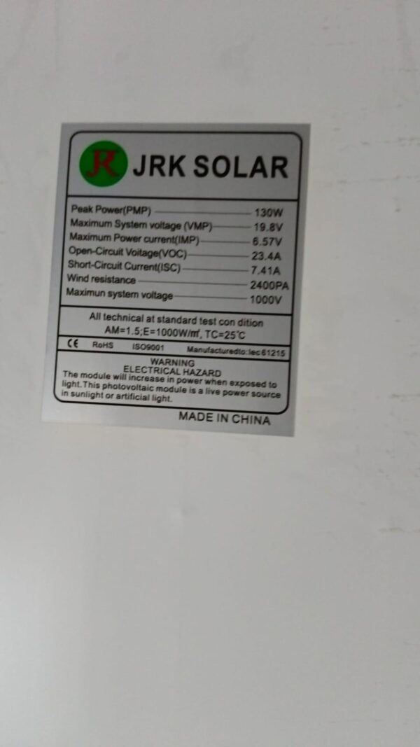 Mono Crystalline JRK 130Wp - Image 3